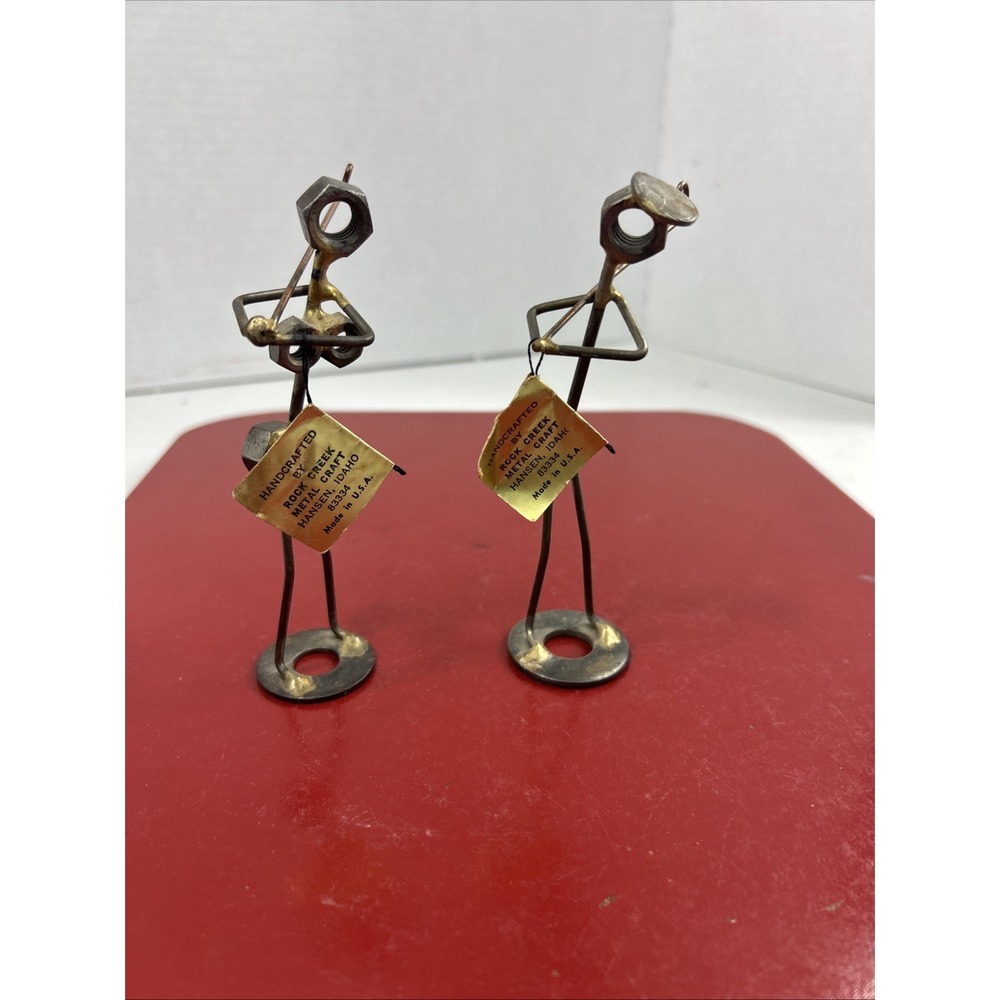Vintage Rock Creek Metal Craft-nuts and Bolts Copper Metal Mr & Mrs Golfer Set
